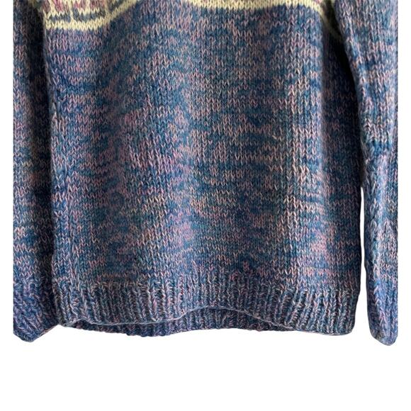 Ganesh Himal Trading Large 100% Wool Hand Made Nordic Snowflake Sweater - Picture 4 of 7